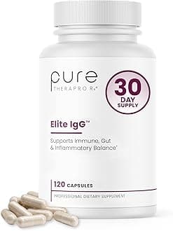 Pure Therapro Rx Elite IgG Immunoglobulin Supplement, 120 Caps - Gut Health & Immune Support, 1100 mg IgG, IGA & IgM, Sunflower Lecithin | Dairy & Gluten Free Colostrum Supplement Alternative