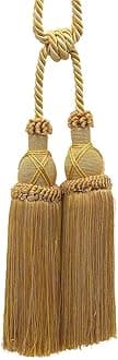 DÉCOPRO Elegant Criss Cross Double Curtain & Drapery Tassel Tieback, Tassel Length 10" (25cm), Spread 30" (76cm) # TBIC2, Rustic Gold #4975 (Light, Beige, Yellow Gold) Set of 4