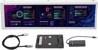 Sanpyl Computer Temp Monitor, 8.8 Inch USB C Mini Screen, AIDA64 PC Temperature Display, CPU GPU SSD Data Monitor, PC Sensor Panel for Desktop Gaming (White)