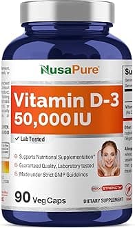 NusaPure Vitamin D3 50,000 IU 90 Veggie Capsules (Non-GMO & Vegan)