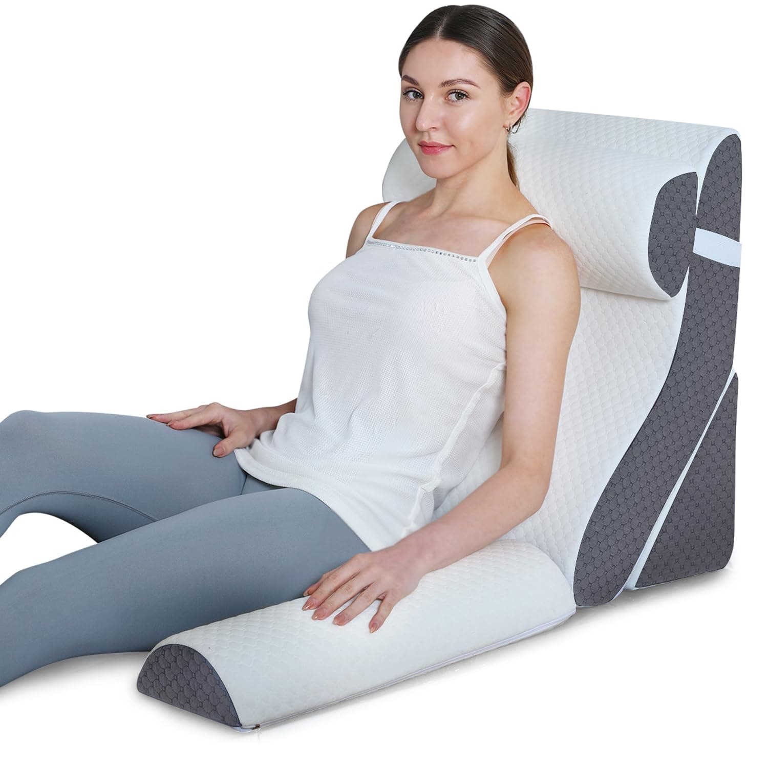 Ganaver Adjustable 4pcs Bed Wedge Pillow Set, Post Surgery 100% Memory Foam for Back, Neck, Leg Pain Relief, Sitting Pillow for Acid Reflux and GERD, Comfortable Pillows for Sleeping