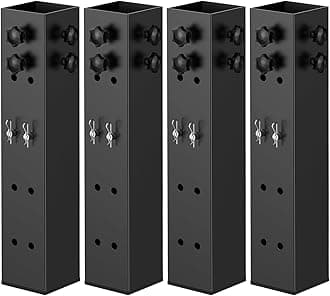 IRENPORU 2025 Up Grade 4 Pack Carbon Steel Dorm Bed Riser 3.15" Diameter Metal Bed Riser for Square Wooden Bed Frame, Table Adjustable to 3.2", 5.1", 8.1" or 11.2" Height (for Bed Leg 2.3-3.1")