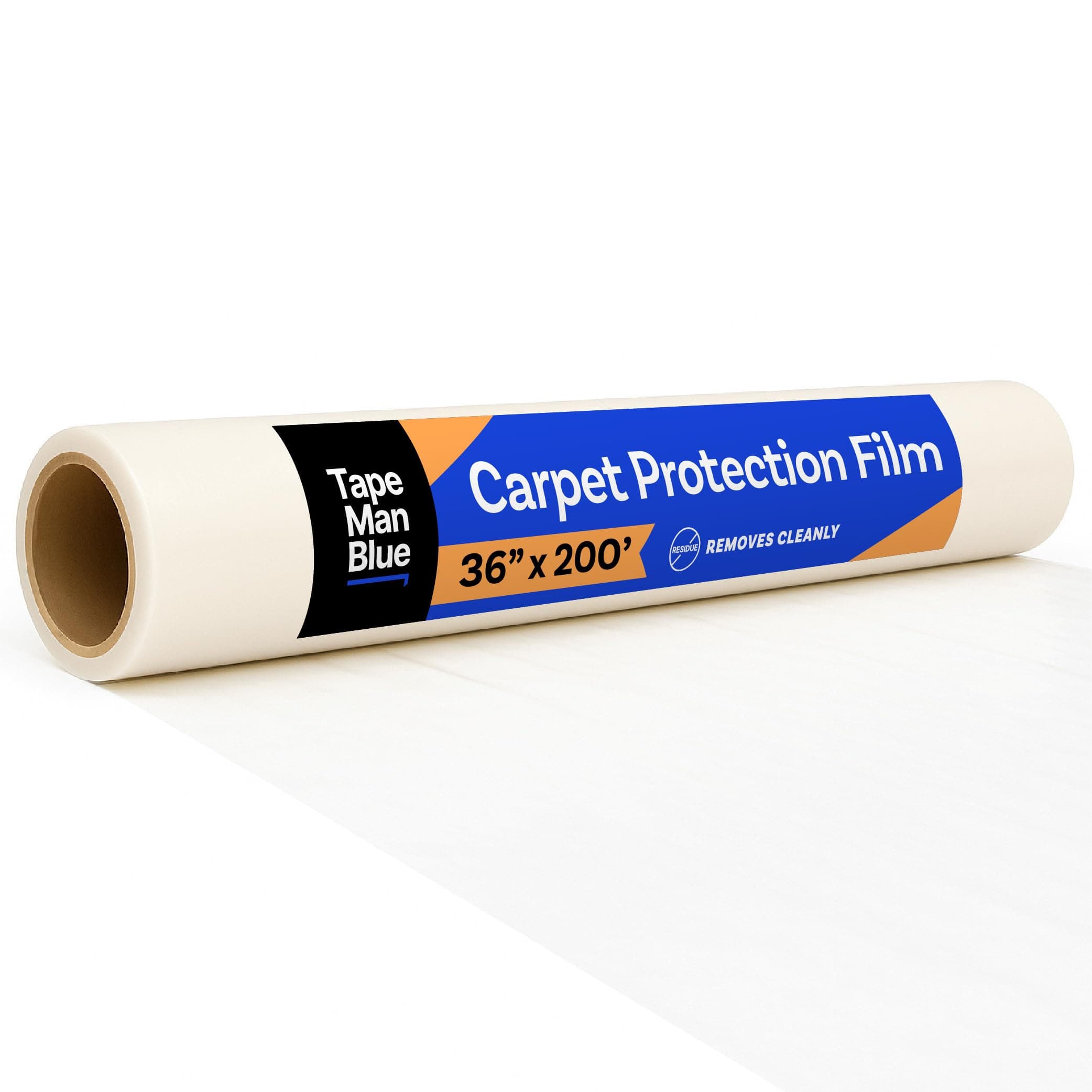 TapeManBlue Carpet Protection Film 36" x 200' roll, Self Adhesive Plastic Carpet Protector Film with Clean Removal & Easy Unwind, Durable Protection Tape to Shield Your Surface from Dirt and Spills