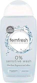 Femfresh 0% Sensitive Intimate Wash, Feminine Hygiene Shower & Bath Gel Cleanser, pH Balanced, Soap & Fragrance Free Feminine Wash, Vegan Formula with Lotus Flower Extract, 250ml