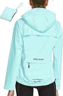 BALEAF Women s Cycling Rain Jackets Waterproof Windbreaker Running Jackets Reflective Rain Gear Packable Lightweight Hooded