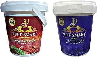 Puff Smart Premium Herbal Flavor 1Kg Each Bucket Blueberry, Zafran Pan Hookah Flavor (Pack of 2)