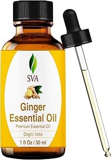 SVA Ginger Essential Oil – 1 Fl Oz – 100% Natural Ginger Oil - for Diffuser, Hair Care, Face, Skin Care, Aromatherapy, Scalp and Body Massage, Soap and Candle Making – with Dropper