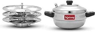 Lifelong Idli Cooker 3 Plate | 12 idlis | Stainless Steel Idli Cooker, Induction and Gas Stove Compatible Idli Maker (LLIDCKR03, Steel Silver)