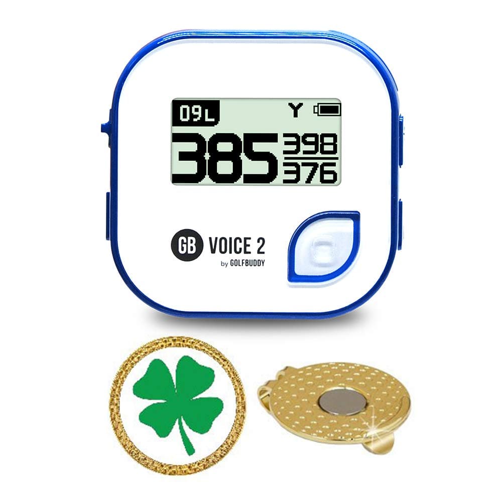 GolfBuddy Voice 2 Golf GPS/Rangefinder Bundle with Ball Marker and Magnetic Hat Clip