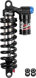 JFOYH Adjustable Oil+Coil Spring Rear Shock Suspension, Shock Absorbers For Downhill MTB Bike/E-bike, 220mm X 550lbs - Black