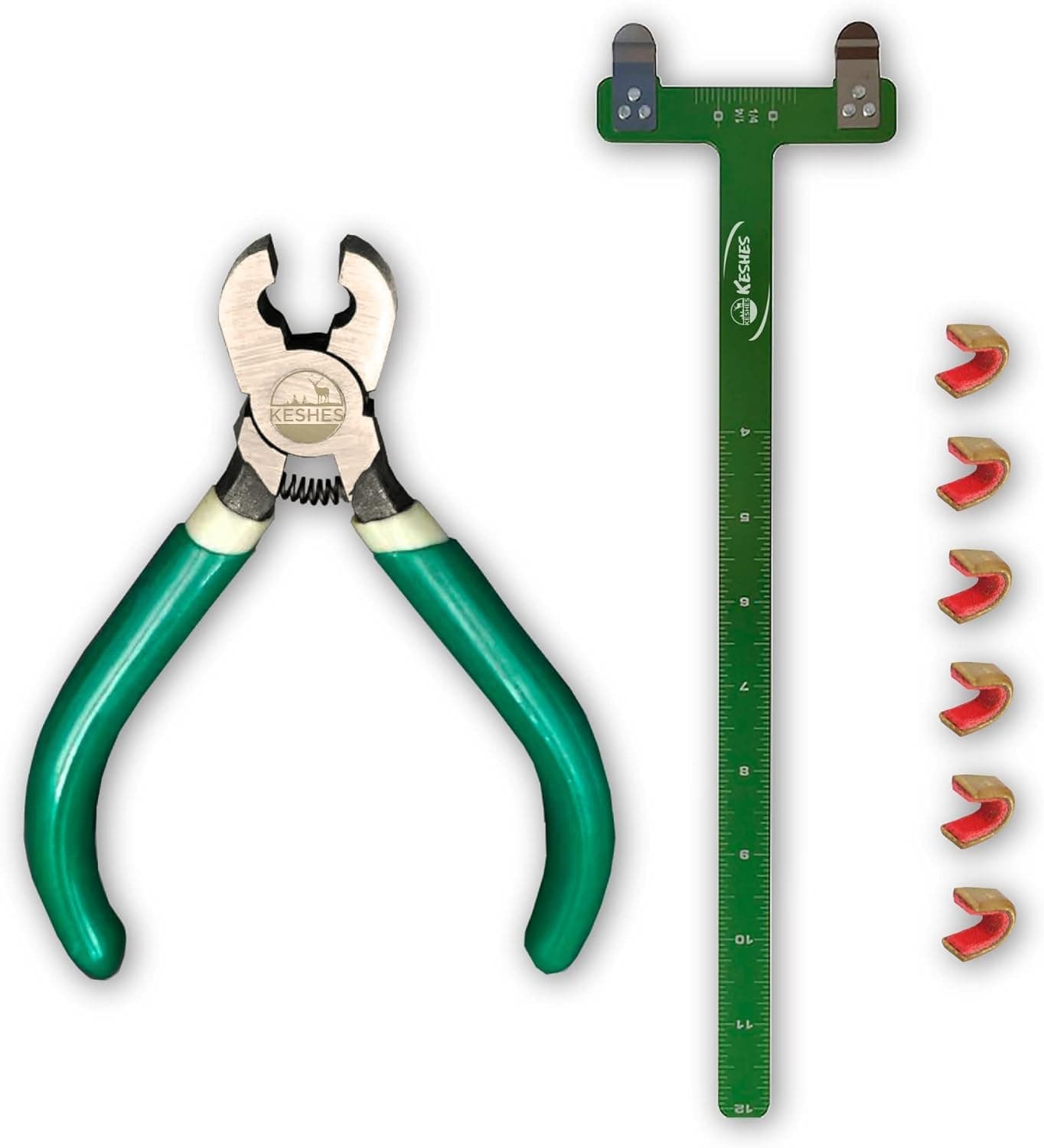 KESHES Archery Bow String Nocking Points Set – T Square Ruler, Nock Pliers with 6 Brass Nocks for Recurve Bow – Ideal for Bow and Arrow Tuning & Archery Target Accessories