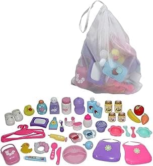 Baby Nursery 45 Piece Accessory Bag | JC Toys - for Keeps Playtime! | Accessories fit Most Dolls up to 15" | Play Accessories | Ages 2+