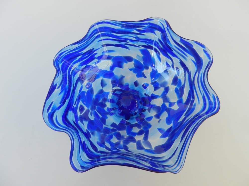Glass Wavy Bowl - Cobalt Blue