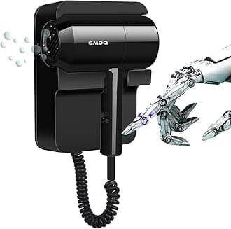 Hotel Wall Mounted Hair Dryer for Bathroom,Restroom Professional Blow Dryer,with Stand Rack,Specialised Motor for Salon,Fast Drying Negative HairDryer - Gifts【Massage Comb, Screws+Adhesive】 Black