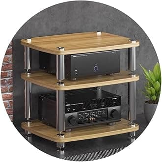 1/2/3/4-layer HIFI Audio Cabinet HIFI Stand Record Player MDF Stand Audio Rack With Shock-absorbing Feet Power Amplifier Shelf Equipment Cabinet (Color : Wood color, Size : 60 * 48 * 57cm(3Tier))