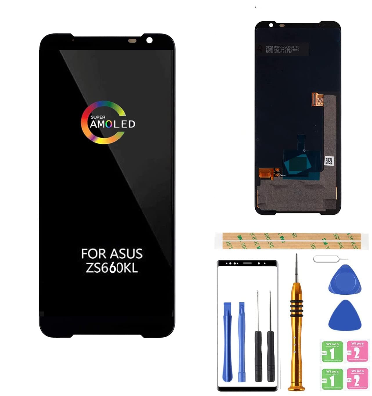 Amoled LCD for ASUS ROG Phone 3 Digitizer Screen Touch Assembly Replacement LCD Display for ZS661KL ZS661KS I003DD 6.59" by BITANR (Black)