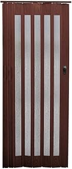 INMOZATA Folding Door PVC Plastic Internal Doors Sliding Concertina Door Panel Divider (Dark Brown, Thickness 10mm)