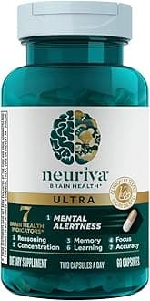 Ultra Decaffeinated Clinically Tested Nootropic Brain Supplement for Mental Alertness, Memory, Focus & Concentration, Cognivive, Neurofactor, Phosphatidylserine, Vitamins B6 B12, 60 Capsules