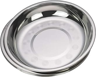 4-Pack Small Stainless Steel Dinner Plate, Round Plates, 7.6 INCH