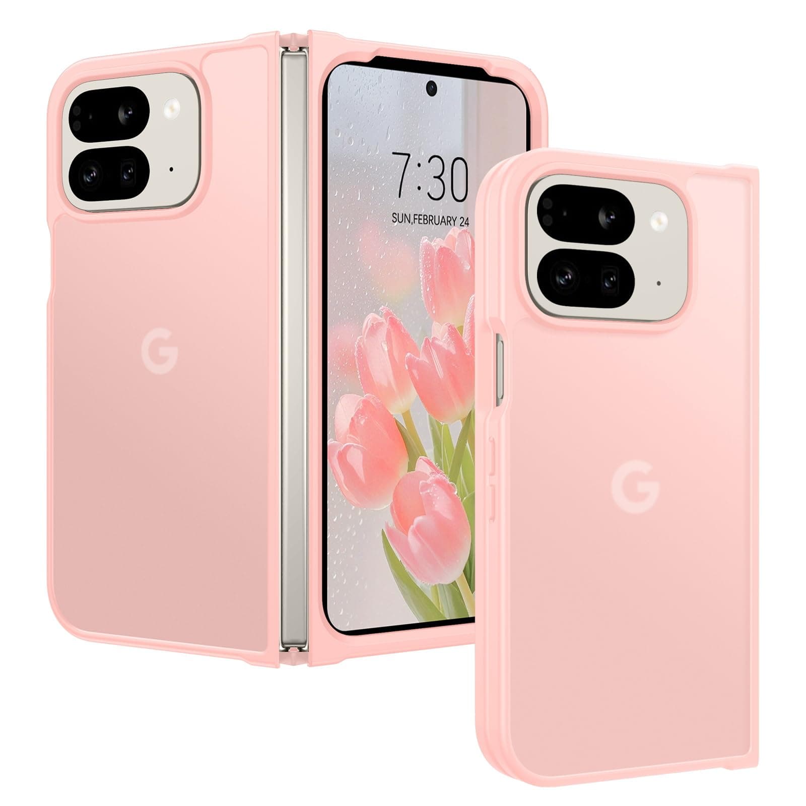BENTOBEN for Google Pixel 9 Pro Fold Case, Translucent Matte Reveal Logo Slim Shockproof Anti-Yellow Lightweight Women Men Boys Girls Protective Phone Cover Cases for Pixel 9 Pro Fold 8.0", Light Pink