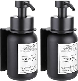 2-Pack Shower Soap Dispenser Set with Pump and Wall Mount, 8.5 Oz Soap and Lotion Dispenser Set with Waterproof Labels,Black