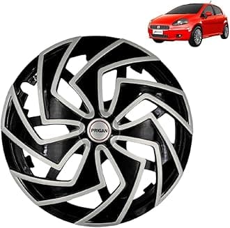 PRIGAN Wheel Cover for PUNTO3 14 Inch Black Silver Wheel Cap (Available in 13,14 Inch) (Set of 4 Pcs) (Press Fitting) Model- Spider BS-14
