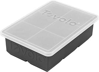 Tovolo Large 2” King Cube Ice Tray with Lid Charcoal Gray Ice Cube Trays for Whiskey Cocktails Smoothies, Big Square Ice Cube Mold Silicone Freezer Tray for Perfect Cubes BPA Free Dishwasher Safe