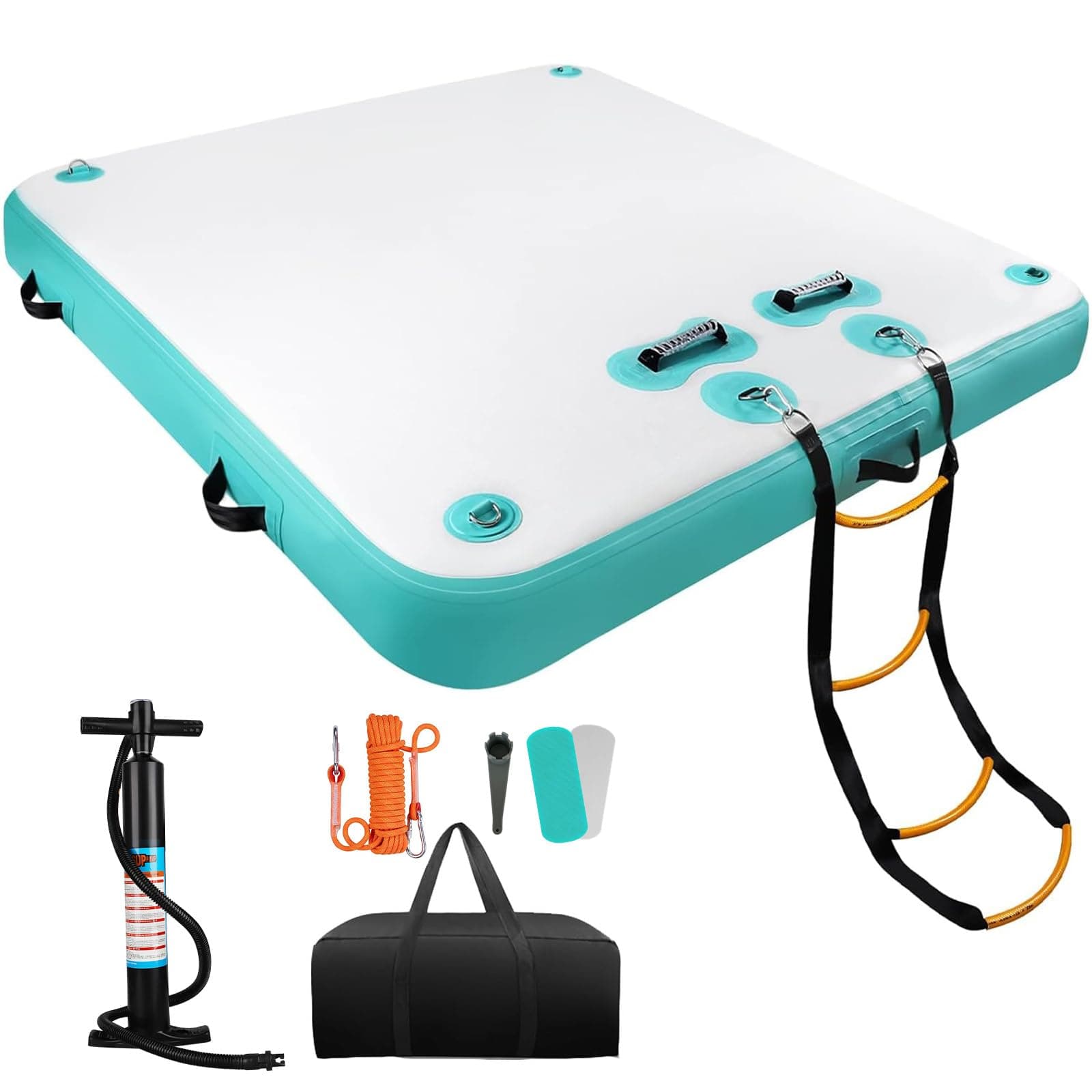 5ft/6ft/8ft/10ft Floating Dock Water Platform, Multi-People Inflatable Floating Mat, Dock Platform for Lake/Boats/Island/Swimming Pool