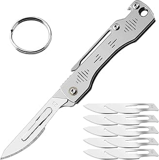 ITOKEY Folding Scalpel Knife, Scalpel Pocket Knife, Scalpels Surgical with 10pcs #23 Replaceable Razor Blades, Bottle Opener - Bread Lame Dough Scoring Tool, EDC Utility Knives, Small Keychain Knives for Men Outdoor Skinning