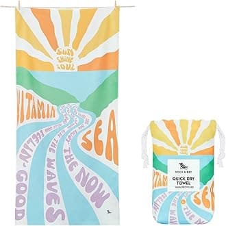 Dock & Bay Beach Towel - Quick Dry, Sand Free - Compact, Lightweight - 100% Recycled - Includes Bag - Vitamin Sea, Extra Large (200x90cm, 78x35)