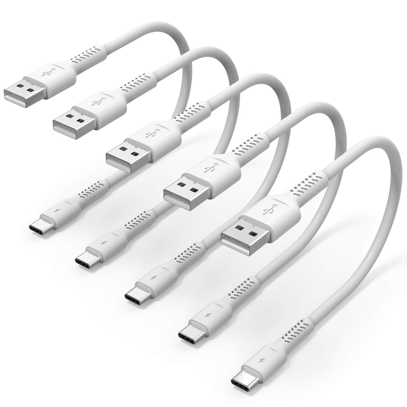 Umefly 1ft 5 Pack Durable USB A to USB Type C 3A Fast Charging Cord, Compatible with Samsung Galaxy S20/S10/S9/S8 Note 20/10/9/8, Moto Z/Z2, LG G5/G6/V20/V30/V40 and new USB-C devices