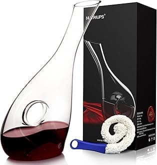 Red Wine Decanter for Half Bottle, 0.9L Glass Wine Decanter, Hand Blown, Small Wine Carafes