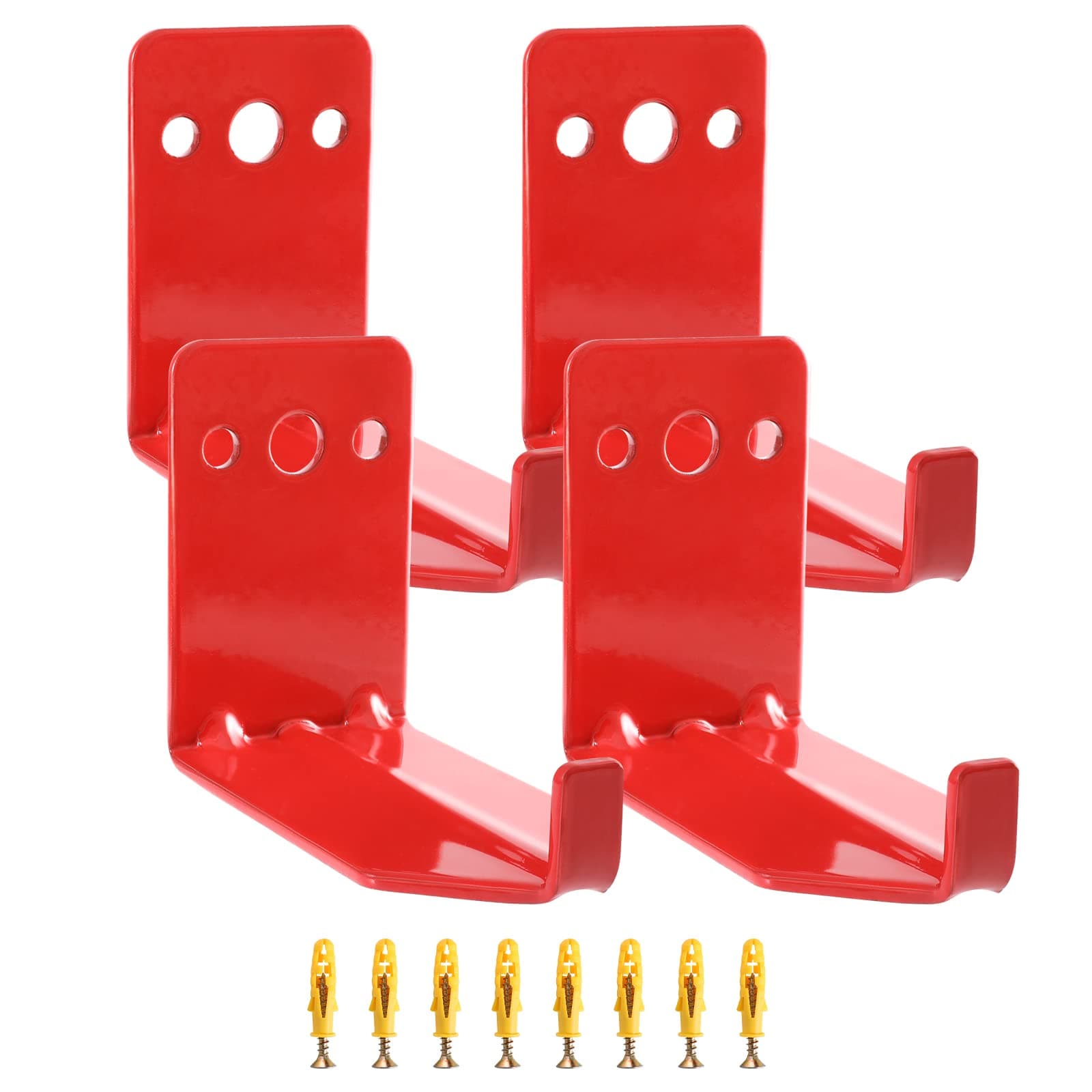 Fire Extinguisher Mount - 4 Pack Wall Hooks for 5 to 40 Lb Extinguishers, Universal Bracket with Expansion Screws