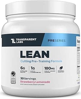 Transparent Labs Lean Pre-Workout - Body Recomposition Pre Workout for Men and Women with Acetyl L-Carnitine, Beta Alanine Powder, & PurCaf Organic Caffeine Powder - 30 Servings, Strawberry Lemonade