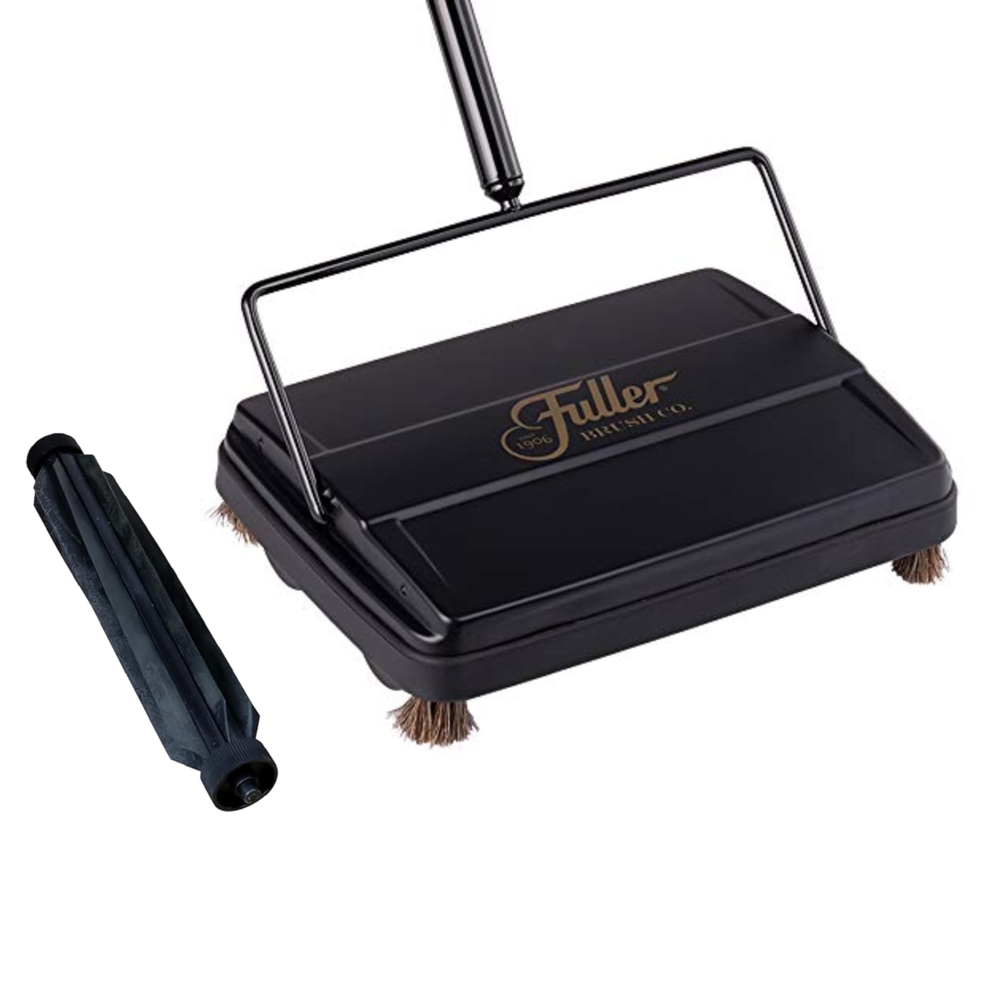 - Electrostatic Carpet & Floor Sweeper with Additional Rubber Rotor - 9" Cleaning Path - Lightweight - Ideal for Crumby & Wet Messes (Black + Rubber Rotor)