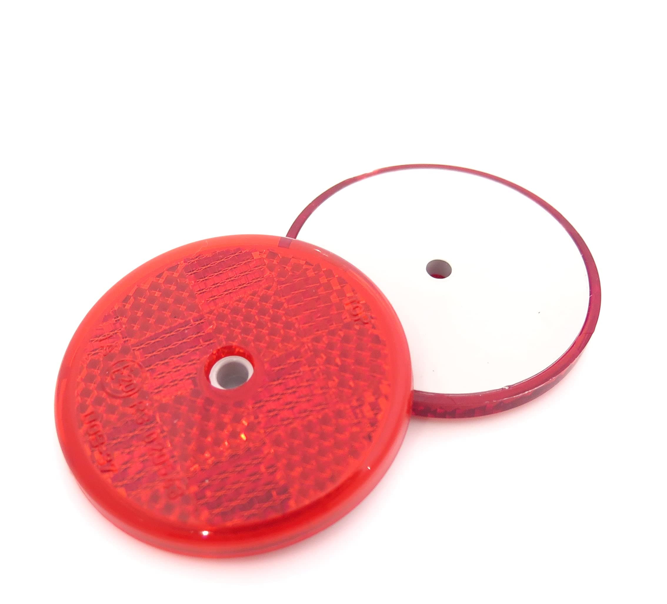 2x E-Approved Round Circular Reflectors Red 50mm - FREE FIRST CLASS UK POSTAGE!