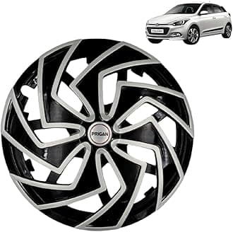 Prigan Wheel Cover for Hyundai Elite I20 Old 14 Inch Black Silver Wheel Cap (Available in 13,14 Inch) (Set of 4 Pcs) (Press Fitting) Model- Spider BS-14