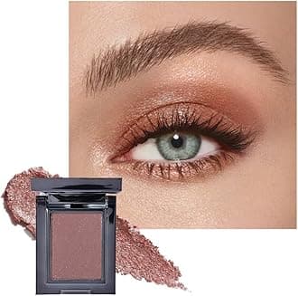 Red Brown Shimmer Single Eye Shadow Palette Makeup with Mirror,Neutral Powder Monochrome Eyeshadow for Older Women,Waterproof Long Lasting Naturing-Looking sombras para ojos