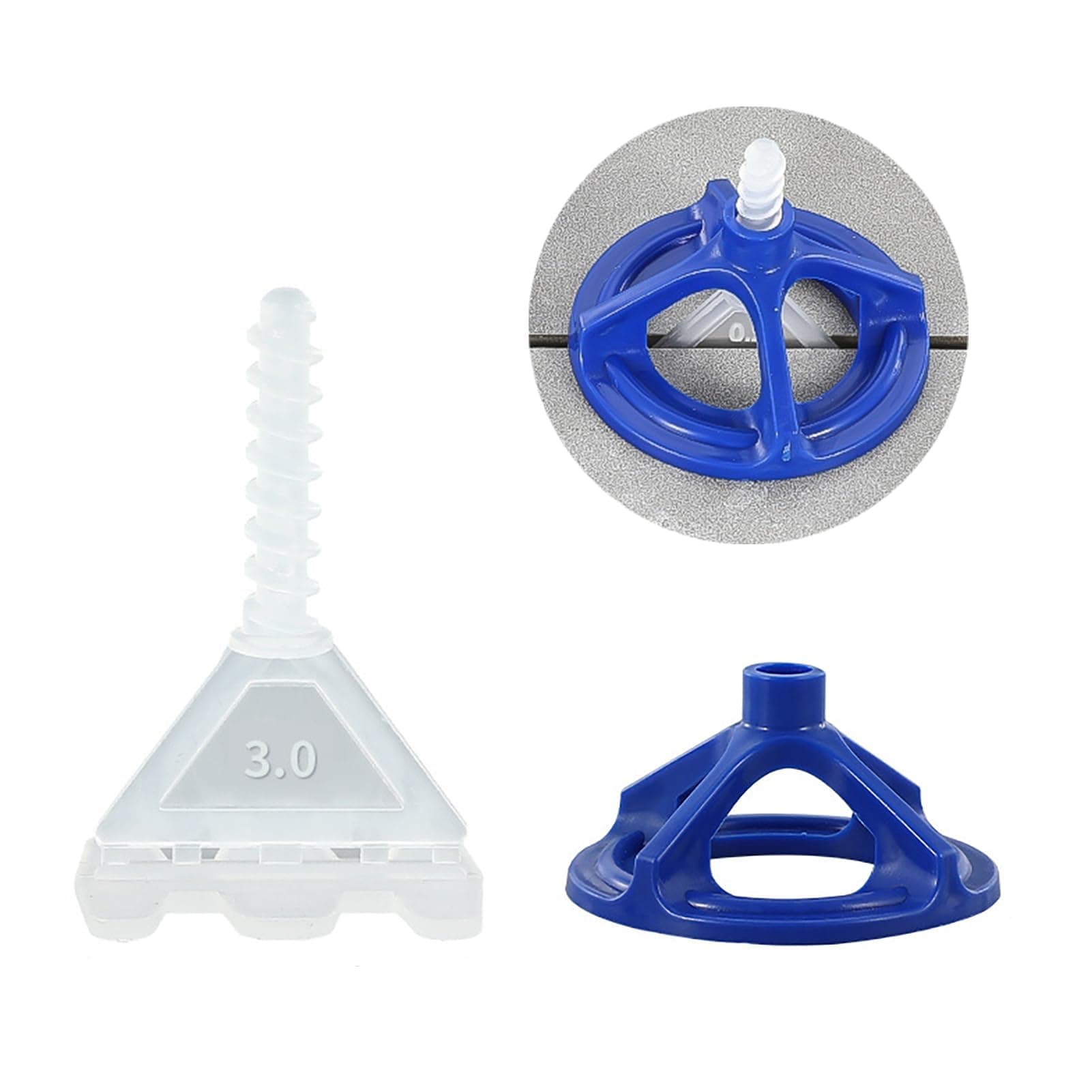 ExceforeTile Leveling System Kit with 1/8 Inch Spacers, 50 Reusable Nuts, and 100 Bases, for Seamless Installation of Self-Adhesive Floor and Wall Tiles (150 PCS)