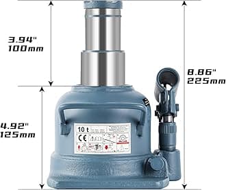 Low Profile Bottle Jack 10 Ton Double Ram Jack 4-7/8’’ to 8-7/8’’ Lifting Range Hydraulic Jack Stubby Short Welded Bottle Jack
