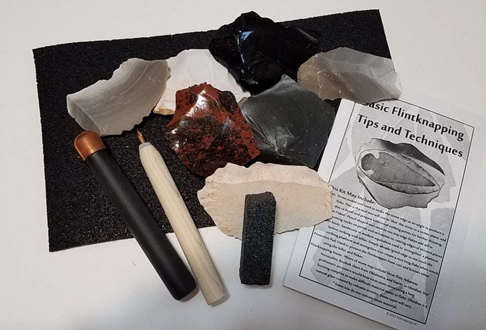 Basic Flintknapping Kit with Copper Bopper Billet, & Tools Upgraded Flint Knapping Kit, Learn to Knap! #102