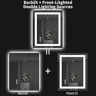 LOAAO 28"X32" LED Bathroom Mirror with Lights, Anti-Fog, Dimmable, Backlit + Front Lit, Lighted Bathroom Vanity Mirror for Wall, Memory Function, Tempered Glass, ETL Listed