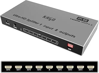KAGO HDMI Splitter -1 in 8 Out TV Splitters Premium Quality High Resolutions Support HDMI 2.0, HDCP 2.2, 18 Gbps 4K@60Hz 2k@120Hz 36-Bit Deep Color UltraHD,Plug&Play