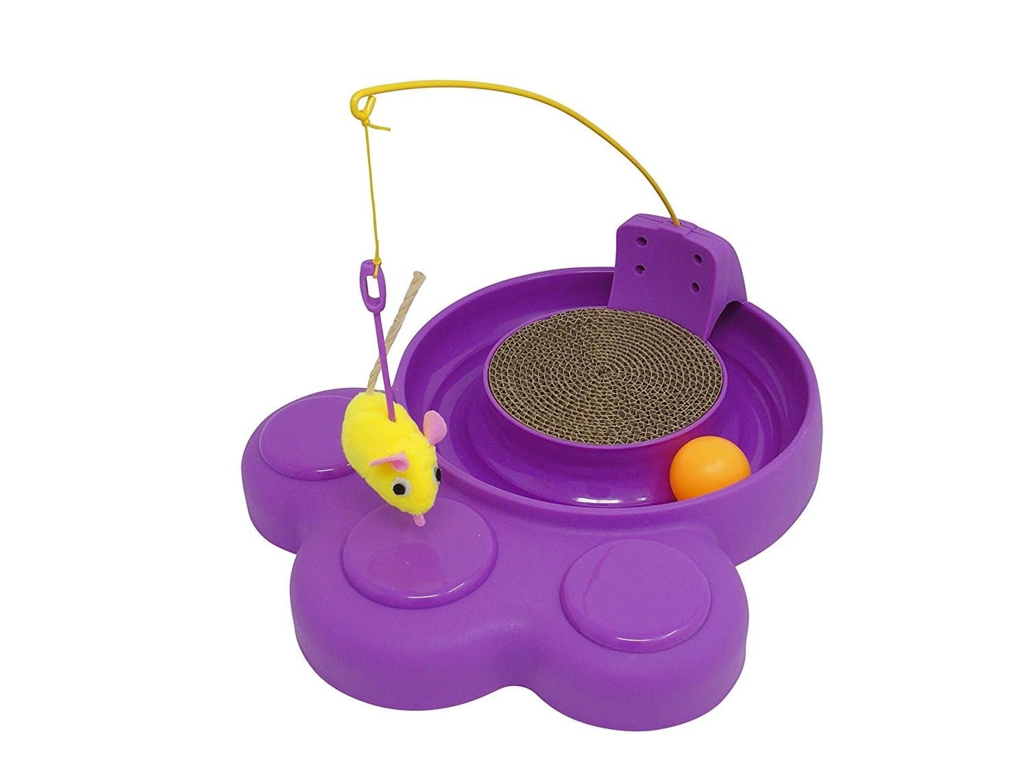 Interactive Cat Toy 3 in 1 Playzone Scratch Pad, Mouse Teaser, Ball Track