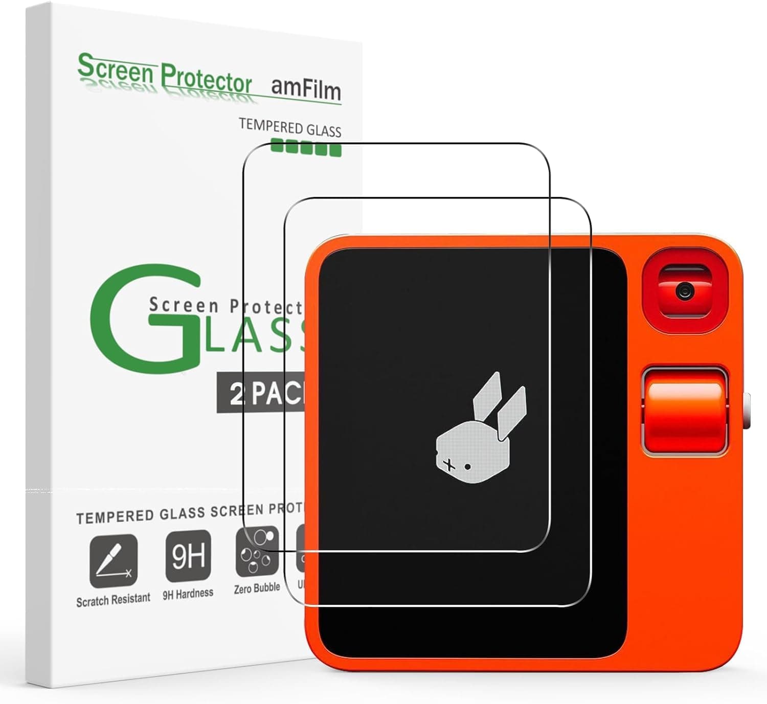 2 Pack Screen Protector for Rabbit R1 AI Device 2024, Tempered Glass, 2.88 inch Full Coverage, Transparent Ultra HD, Anti-Scratch, Anti-Fingerprint