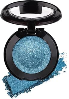 Single Dark Blue Matte Shimmer Eyeshadow,Bright High Pigment Intense Monochrome Eye Shadow,Comes With Eyeshadow Brush and Mirror,24 Hour Eye Makeup Longwear Waterproof,Blendable