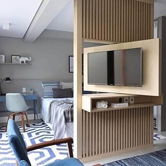 Audiovan Led Tv 360 Rotating TV Bracket for Room Partition Mounting Rotation Stand for partition Compatible for 32-75 Inches Led Modern Rotating TV Cabinet Design