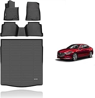 KELCSEECS® Floor Mats & Cargo Liner Custom for 2014 2015 2016 2017 2018 2019 2020 2021 Mazda 6 All Weather Protection TPE Floor Liners Front & Rear Row Full Set Mazda 6 Accessories Black