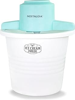 Nostalgia Electric Ice Cream Maker – Parlor Style, Old Fashioned Soft Serve Ice Cream Machine Makes Frozen Yogurt or Gelato in Minutes - Fun Kitchen Appliance – White - 4 Quart