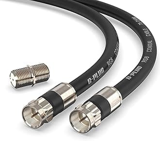 75FT RG6 Coaxial Cable Connectors Set - High-Speed Internet, Broadband and Digital TV Aerial, Satellite Sky Cable Extension- Weather-Sealed Double Rubber O-Ring and Compression Connectors Black